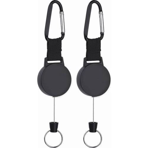 500PCS Durable Stainless Steel Wire Rope Retractable Pull Chain Reel ID Card Badge Holder Reel Recoil Belt Clip Whit Buckle