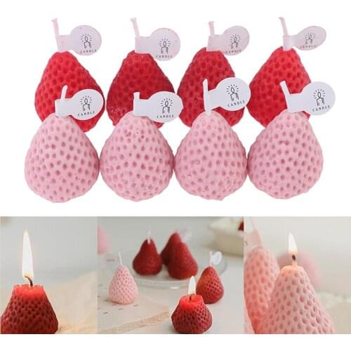 4pcs/box Strawberry Candle Scented Candle Valentine Day Gift Party Home Decor