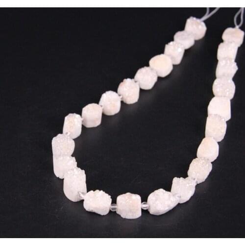 Approx24PCS/strand Titanium White AB Natural Quartz Geode Drusy Oval Slab Nugget Beads,Raw Agates Crystal Druzy Slice Pendants