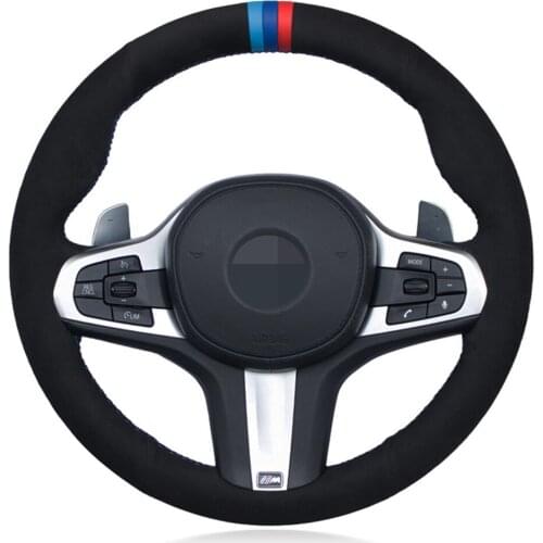 Car Steering Wheel Cover Black DIY Genuine Leather Suede For BMW M Sport G30 G31 G32 G20 G21 G14 X3 G15 G16 G01 X4 G02 X5 G05