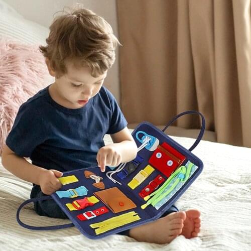 Kids Montessori Toys Baby Busy Board Buckle Training Essential Educational Sensory Board For Toddlers Ntelligence Development