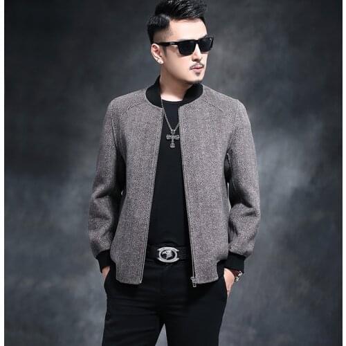 Double-side Woolen Coat Autumn Winter Men Streetwear Wool Baseball Jacket Mens Jackets and Coats TLL-04-1951 MY1917