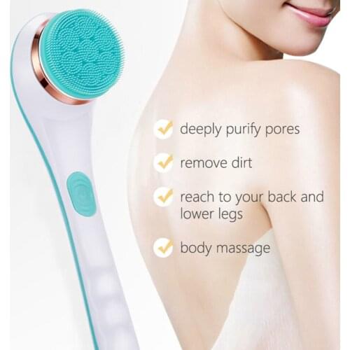 Electric Bath Brush Silicone Back Scrubber USB Rechargeable Rotating Shower Brush Spa Waterproof Body Cleaning Brus