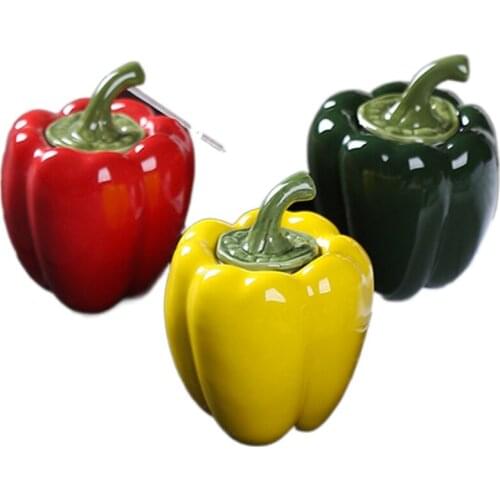 Chinese Kung Fu Ceramic Tea Caddy Color Glaze Tea Caddy Pepper Pumpkin Persimmon Storage Container Home Decor Sealed furnishings