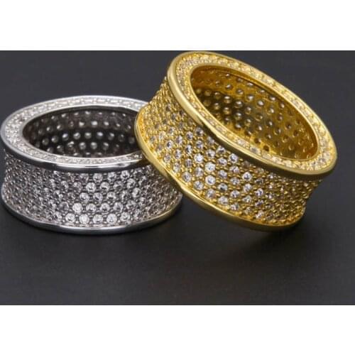 Hip hop Stainless Steel Bling CZ Rings All Iced Out High Quality Micro Pave CZ Rings Women & Men Gold Ring For Loves Gift
