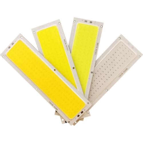 50pcs Wholesale 120x36mm COB Strip LED Light Board 12V 10W 1000LM Warm Natural Cold White Blue Red Color LEDs Bulb COB Chip