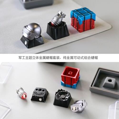 Chicken Metal Keycap PUBG theme metal key cap helmet airdrop box bomb personality mechanical keyboard for Cherry Mx Switch