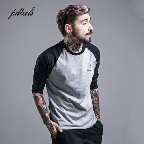 New Skulls Letters Printed Three Quarter Sleeves T Shirts Men 2018 Hip Hop Summer Fashion Shoulder Sleeves Tops Tees Streetwear