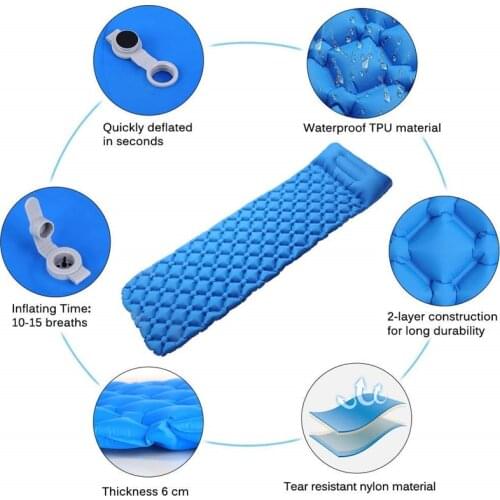 Outdoor Inflatable Sleeping Pad Inflatable Air Cushion Camping Mat with Pillow Air Mattress Sleeping Cushion Inflatable Sofa