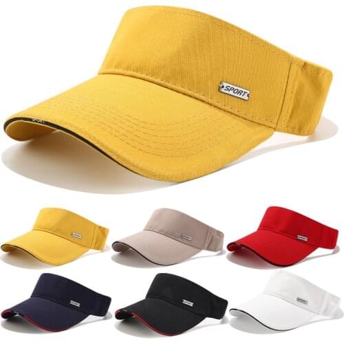 New Metal trademark Man Adjustable For Running Tennis Golf Hot Sale Unisex Empty Top Visor Cap Women Sunscreen Cotton Hats B18