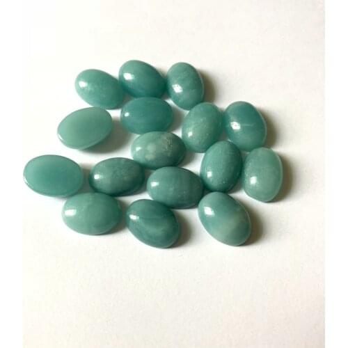 Wholesale 10pcs/lot AA Qualtiy Natural Amazonite Bead Cabochon 10x14mm Oval Semi precious stone jewelry Ring Face cabochon