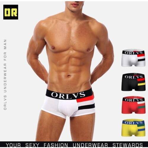 ORLVS Men Underwear Boxer Sexy Short Men Male Underpants Cuecas Breathable Male Panties Mens Boxer Shorts Cotton Gay Underwear