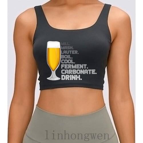 Craft Beer Women Tank Top Letters S-XL Anti-Wrinkle Print Summer Style Cotton Basic Formal Crop Top