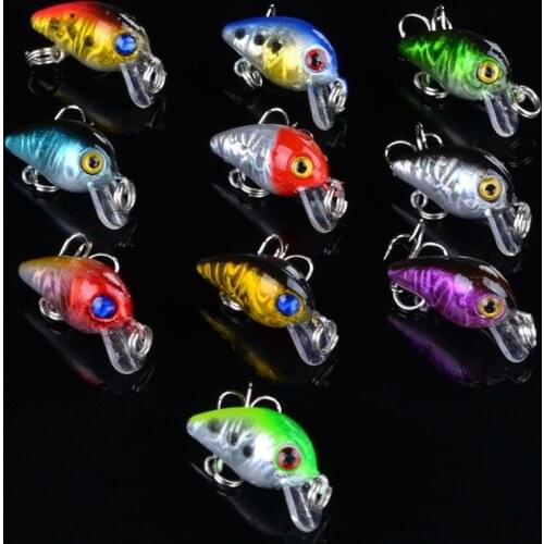 10 pcs/lot Bronzing Fake Lure Attractive Mini Fishing Lure Floating Micro Bass Bait Treble Hook Crank Bait Artificial Bait