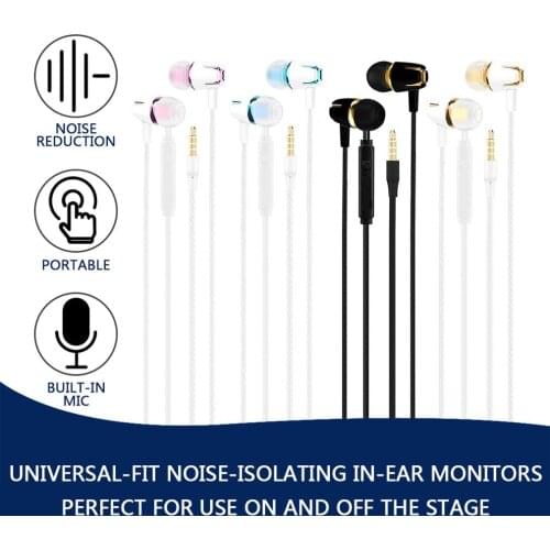 Wired Earphone Electroplating Bass Stereo In-ear Headphone With Mic Hansfree Call Phone Earphone For Android IOS