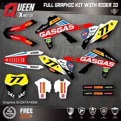 QUEEN X MOTOR Custom Team Graphics Backgrounds Decals 3M Stickers Kit For GASGAS 2014 2015 2016 2017 EC 006