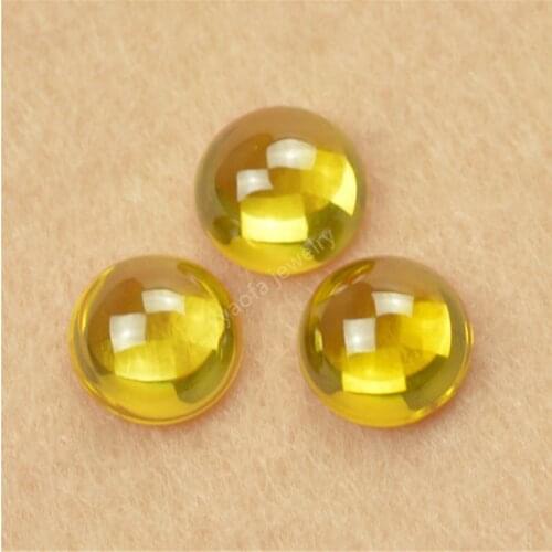Sale 3~14mm 5A Golden Yellow Round Flat Back Cabochon Cut Synthetic Cubic Zirconia Gems Loose Zircon CZ Stone For Jewelry