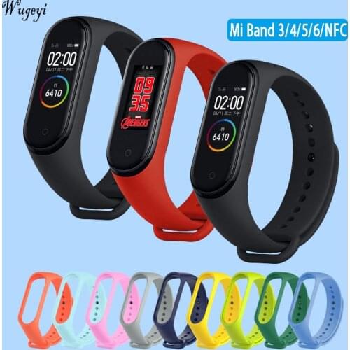 For Mi Band 3 4 5 6 NFC Version Watchband Breathable Heat Dissipation Silicone Wriststrap Color Bracelet Replacement Strap