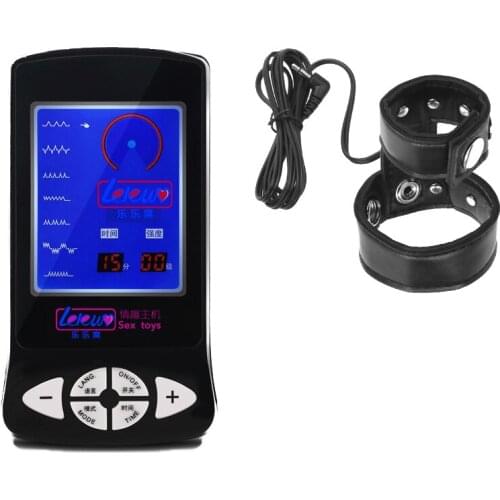 Electric Shock Sex Therapy Penis Ring E Stimulate Penis Enlargement Delay Leather Restraint Ring Medical Theme Male Sex Toy