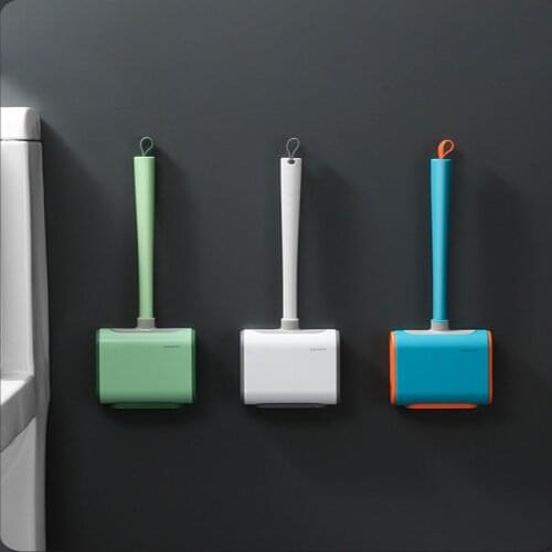 Drainable Silicone Toilet Brush Wall-Mounted No Dead Ends Cleaning Brush Ventilation Base Toilet Brush Bathroom Accessories Set