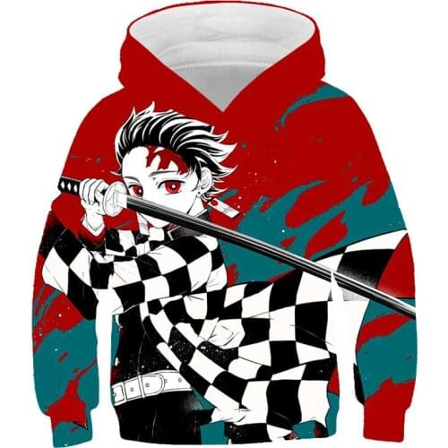 Autumn Casual printed 3D Ghost Blade Hoodies Sweatshirt boy/girl Demon Slayer Hooded kid sweater suitable comfortable Polluvers