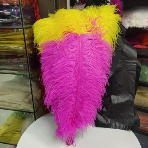 Gorgeous 50pcs 20-22 inch/50-55cm Rose and Yellow "thick stem" male ostrich feathers Plumes Party Home Wedding Decoration