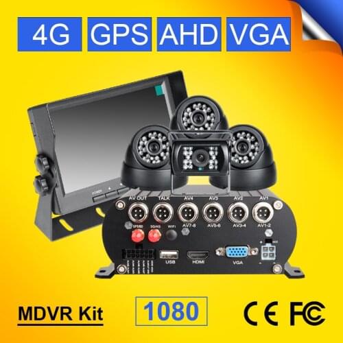 AHD 4 Channel 4G GPS Hard Disk Car Dvr With Remote Real Time Monitoring Taxi Video Recorder Kits +4Pcs Car Camera FOR Bus