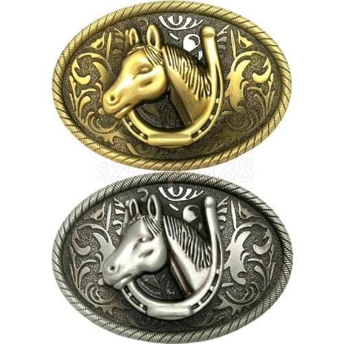 Vintage Floral Arabesque Horse Belt Buckle Western Cowboy Mens Leather Belt Accessories