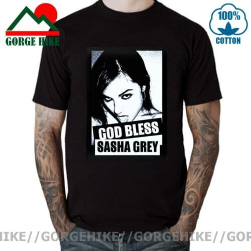 Vintage God Bless Sasha Grey T Shirt Men Pre-shrunk Cotton Tshirt Awesome Tees Short Sleeves Streetwear T-shirt Slim Fit Apparel