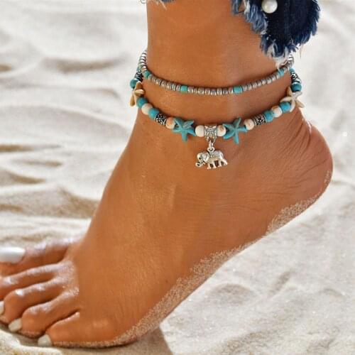 Vintage Shell Beads Anklets For Women New Multi Layer Anklet Leg Bracelet Bohemian Beach Ankle Chain Jewelry Gift feet jewelry