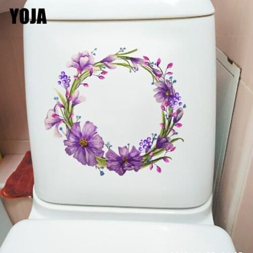 YOJA 22.6X20.4CM Purple Cartoon Wreath Home Wall Decor Decal Fashion Creative Bathroom Toilet Sticker T1-1782