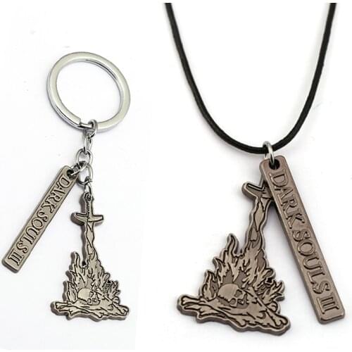 Game Jewelry Dark Soul 3 Keychains Car Keyring PS4 Metal Pendant Necklace Bag Key Chain Chaveiro For Fans Men llaveros Souvenir