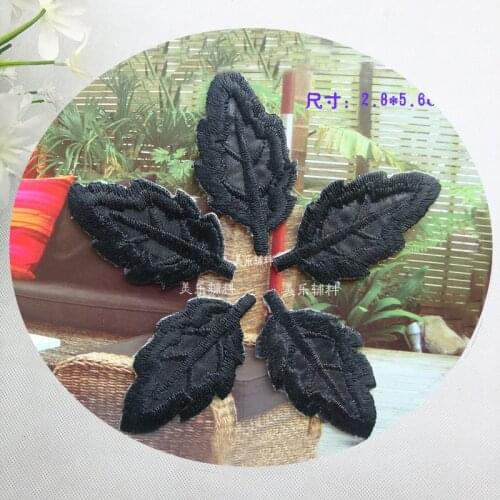 100pcs/lot Luxury Embroidery Patches Leaf Dark Blue Backpack Clothing Decoration Accessories Diy Iron Heat Transfer Applique