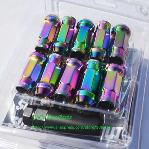 12x1.25 Super Tuner Nut Rainbow Red Blue Black Gold 48mm Length Forged Strong Racing Wheel Lug Nuts