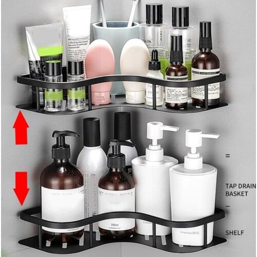2Pcs/Set Wall-mounted Bathroom Corner Shelf Aluminum Shampoo Shower Holder Kitchen Storage Rack Home Supplies