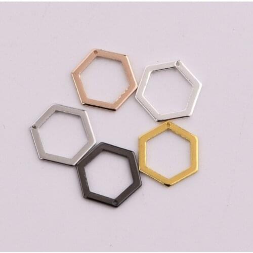 50pcs 8.5mm Brass Small hexagon Gold/silver Color Charm for DIY Finding Accessories wholesale Pendant