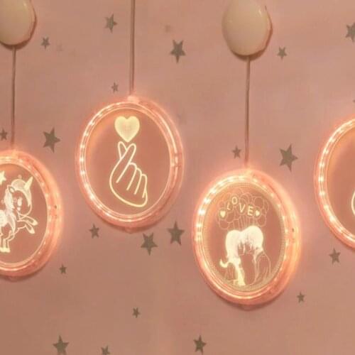 AAA Battery 3D LED Night Light Creative Hanging Lamp For Bedroom Home Holiday Wedding Decorative LED Lights Bedside Wall Lamp