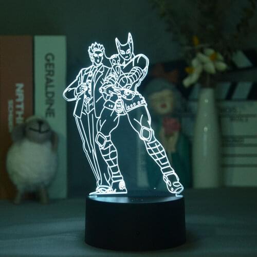 Anime JoJos Bizarre Adventure 3d Led Night Light for Bedroom Deco Acrylic Touch Sensor LED Table 3d Lamp JoJo Manga Gifts