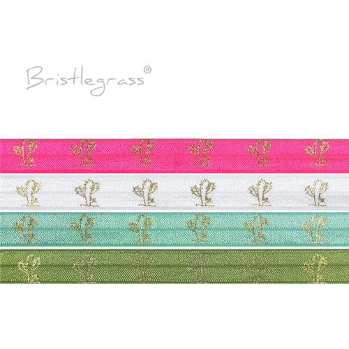 BRISTLEGRASS 100 Yard by Roll 5/8" 15mm Cactus Foil Print FOE Fold Over Elastic Spandex Band Hair Tie Headband Tutu Dress Sewing