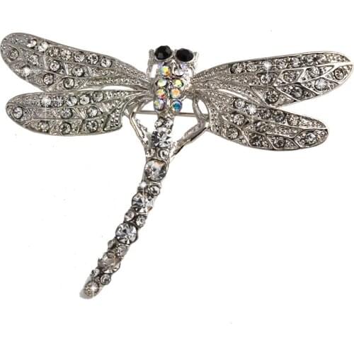 CAIZI Joyas New Designer jewelry Brooches Animal Drangonfly Brooch Crystal Rhinestone Brosche for Women Christmas Jewelry X0850