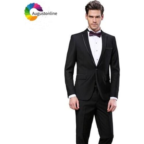 Black Men Suits Wedding Slim Fit Groom Tuxedos Business Formal Wear 2 Piece (Jacket+Pants) Best Man Blazers Costume Homme Ternos