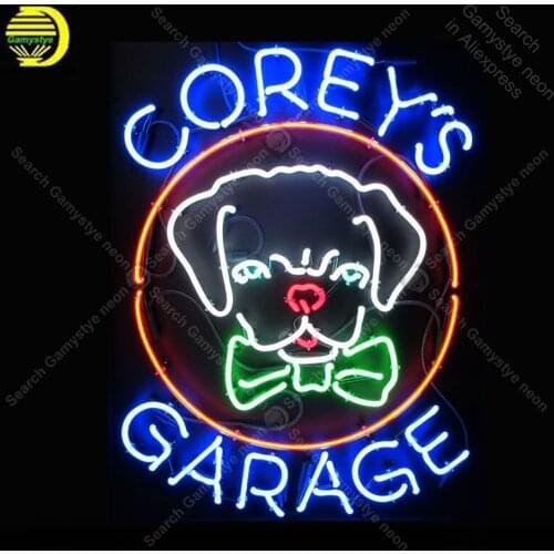 Coreys Garage dog Neon Sign Glass Tube Handmade Avize neon light Sign Decorate Garage window Restaurant Iconic Neon Light Lamps