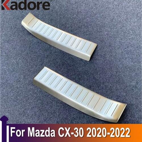 For mazda CX-30 CX30 2020 2021 2022 Stainless Steel Inner Rear Bumper Trim Pad Protector Tail Trunk Scuff Plate Cover