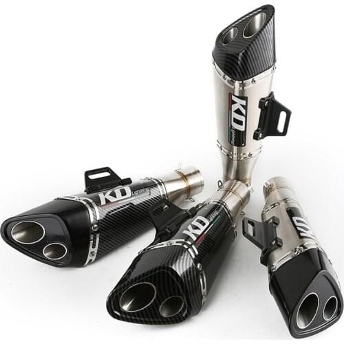 Dual-out 51 mm Motorcycle Exhaust Muffler Pipe 304 Stainless Steel Rear Escape No DB Killer for Dirt Bike Street Bike ATV 346 mm