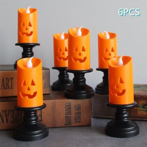 Halloween Candle Light Led Pumpkin Lantern Hollow Candlestick Decoration Halloween Ghost Festival Room Escape Candle Light