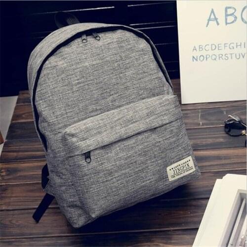 Men Male Canvas Backpack Gray Casual Rucksacks 15Inch Laptop Backpacks College Student School Bag Backpack Women Mochila
