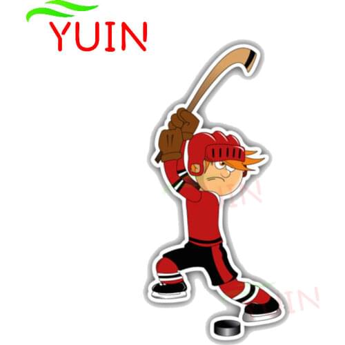 Interesting Hockey Player Cartoon Car Sticker Fashion PVC Decorative Cars Accessories Motorcycle Waterproof Decal 15*7cm