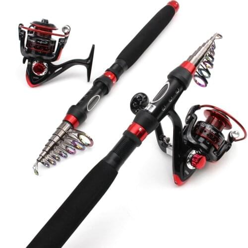 1.8M-3.0M Carbon Telescopic Fishing Rod Portable Spinning Fishing Rod and reel Fishing line combination Pole Travel Sea rod