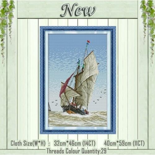 Brave the wind and the waves painting counted printed on the canvas DMC 11CT 14CT kits NKF Cross Stitch embroider needlework Set
