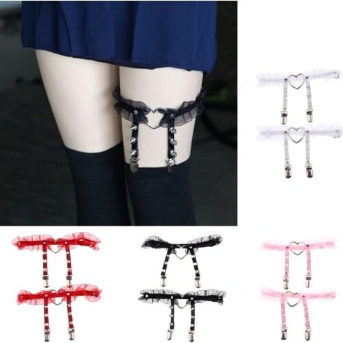 2Pcs Leather Sexy Women Rivet Leg Garter Belt Harness Strap Thigh Ring Leg Strap Band Cosplay Party Clubwear Stocking Accesssory
